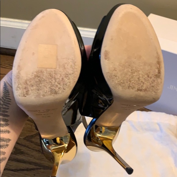 Peep toe slingbacks with a gold heel - Picture 4 of 8